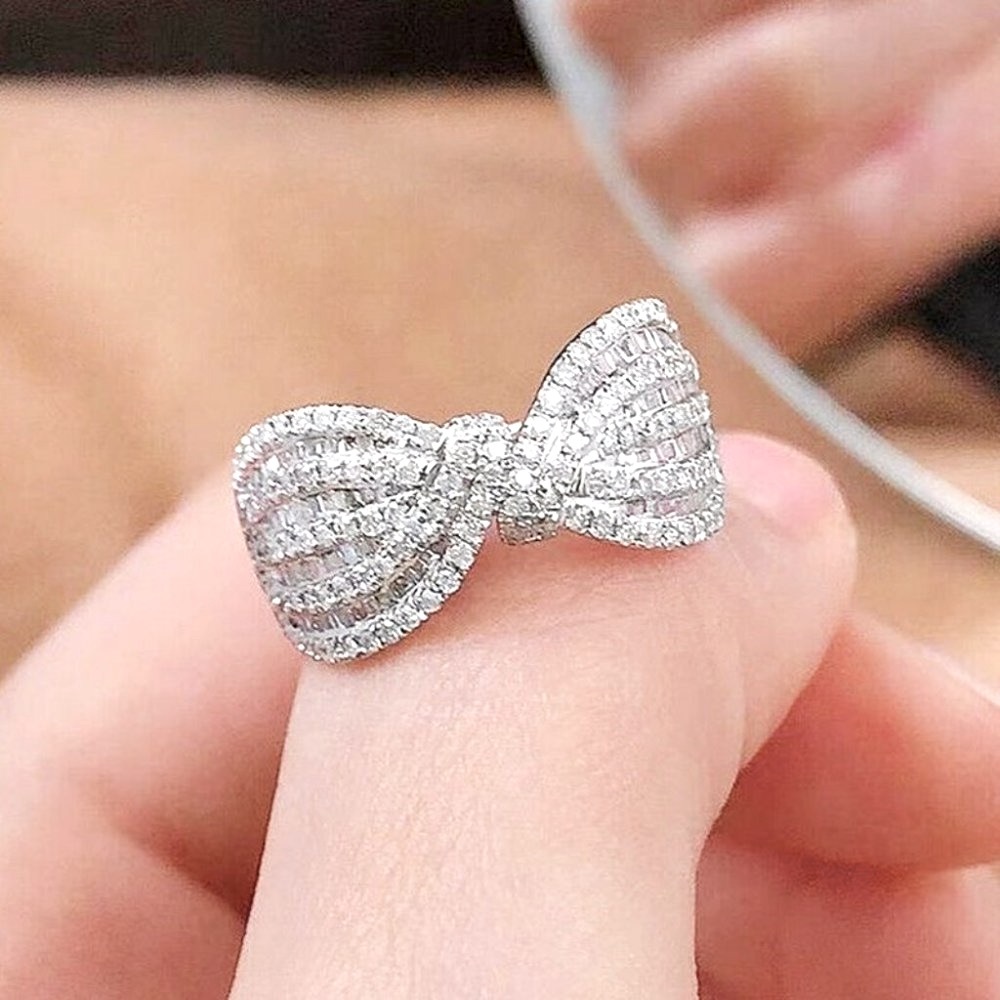 New 925 Silver Diamond Twist Knot Ring - Picture 4 of 6